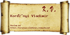 Korényi Vladimir névjegykártya